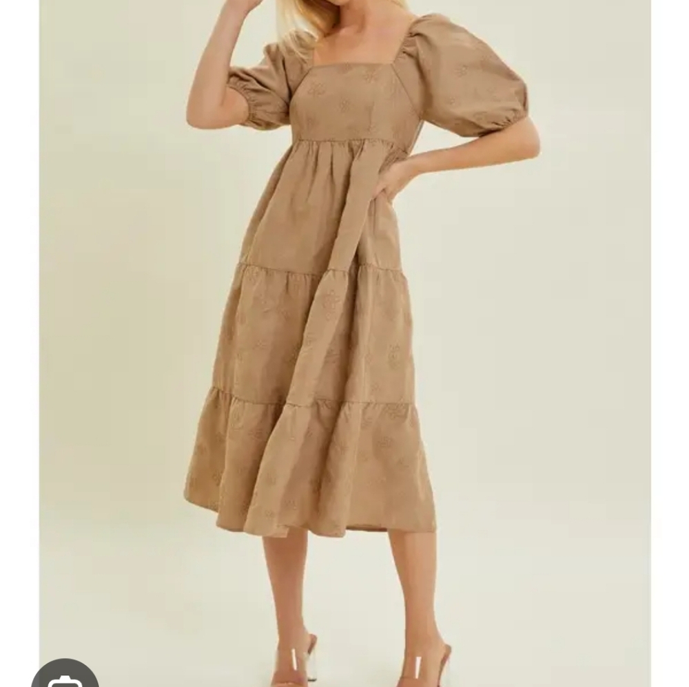Elegant Tan Midi Dress